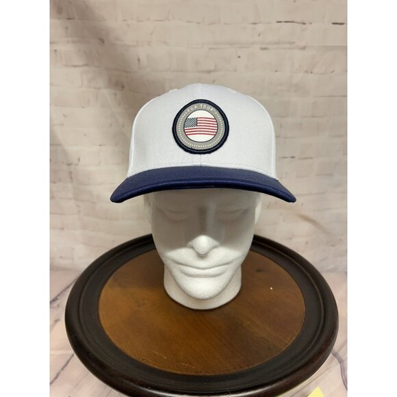 PGA Tour Pro Series Golf Hat Cap Bright White American Flag UPF Strap Back New - Picture 2 of 12